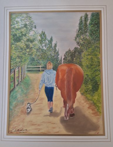 Carol W, for grandson of his girlfriend, pastel pencils & soft pastels.